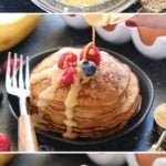 These 3-Ingredient PB2 Pancakes are the perfect healthy pancakes option! They are made with peanut flour, eggs, and bananas! Yum!