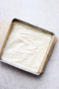 Cheesecake bars before baking.
