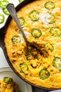 corn pudding in skillet