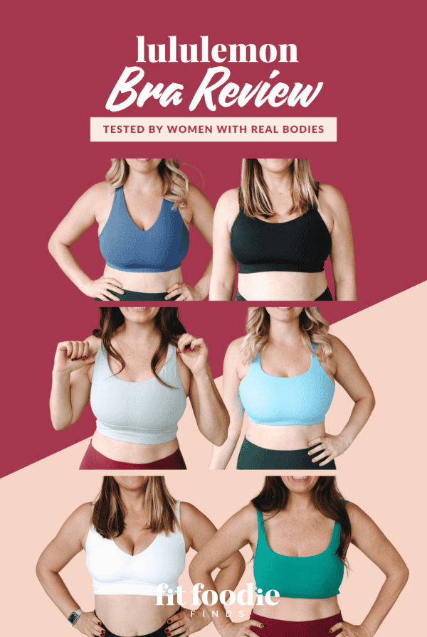Collage of women confidently showcasing various Lululemon bras, all part of an in-depth review featured by The Cream Blog.