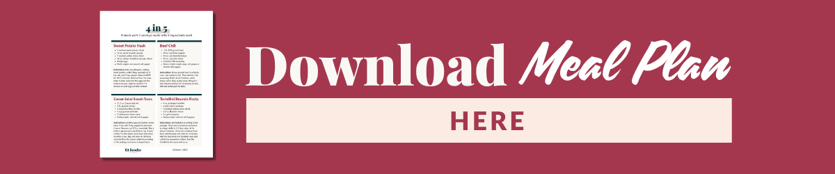 Banner with a sample meal plan document on the left and the text "Download Meal Plan HERE" on a maroon background.